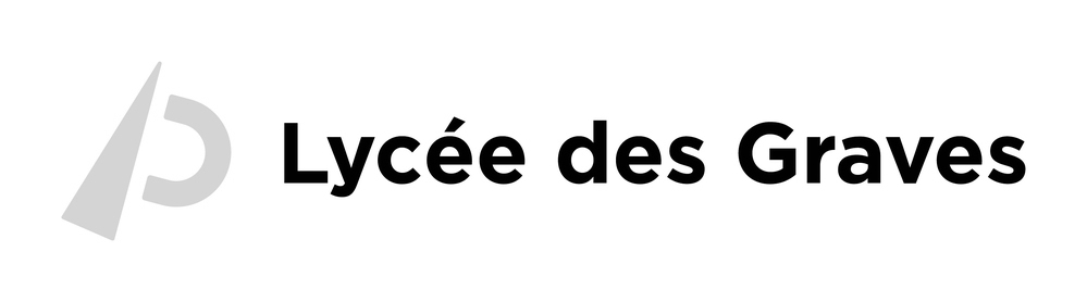 Logo for Lycée des Graves: gray abstract mark to the left of the bold black text 'Lycée des Graves'.